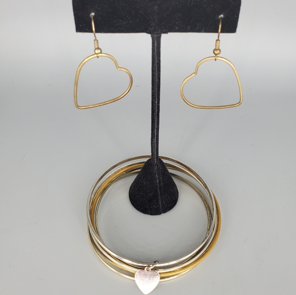 Heart Earrings and Bangle Set - Picture 1 of 10